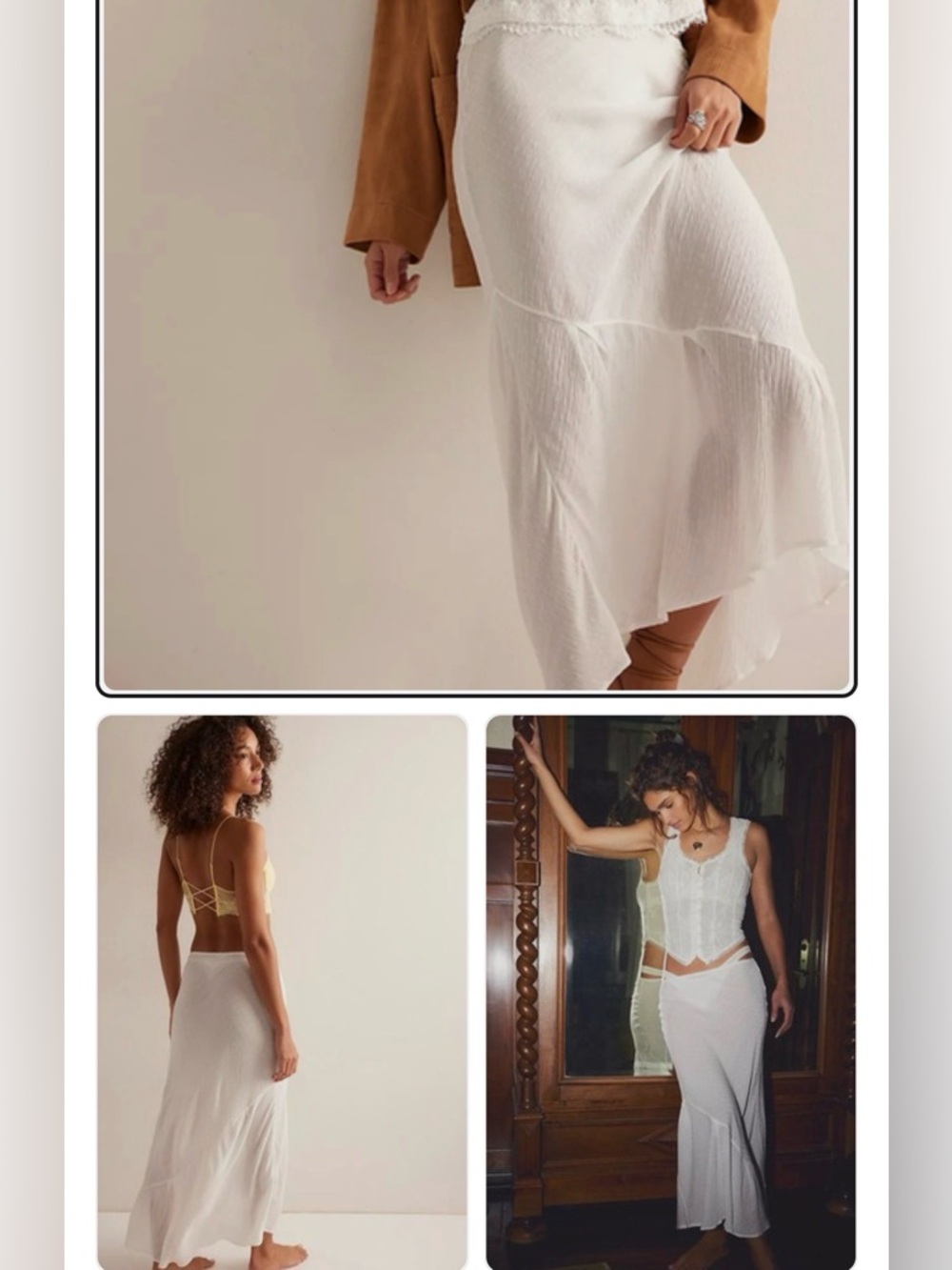 NEW FREE PEOPLE Sweet On You Bias Half Slip Skirt INTIMATELY IVORY SIZE S SMALL